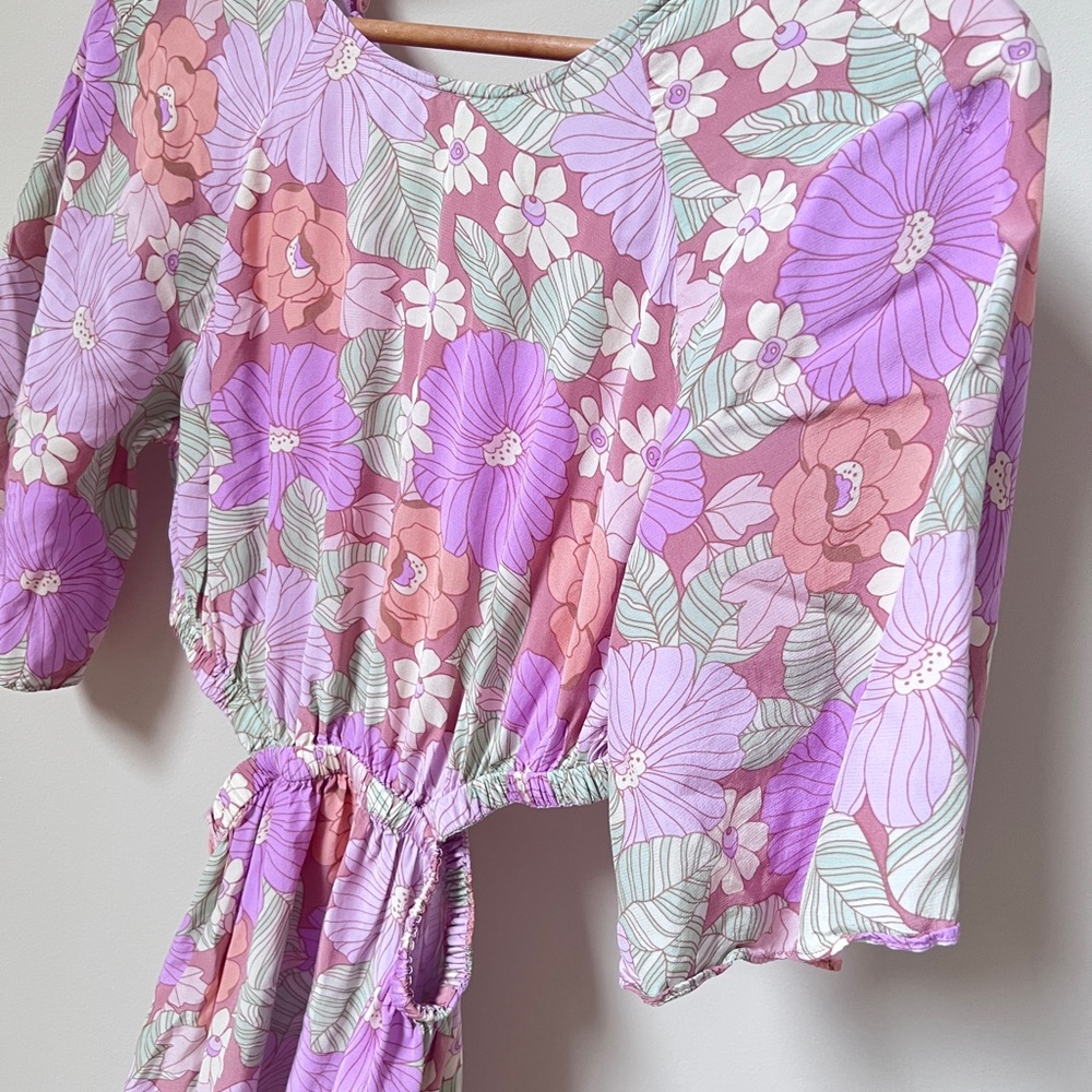 & Other Stories Pink Floral Midi Dress